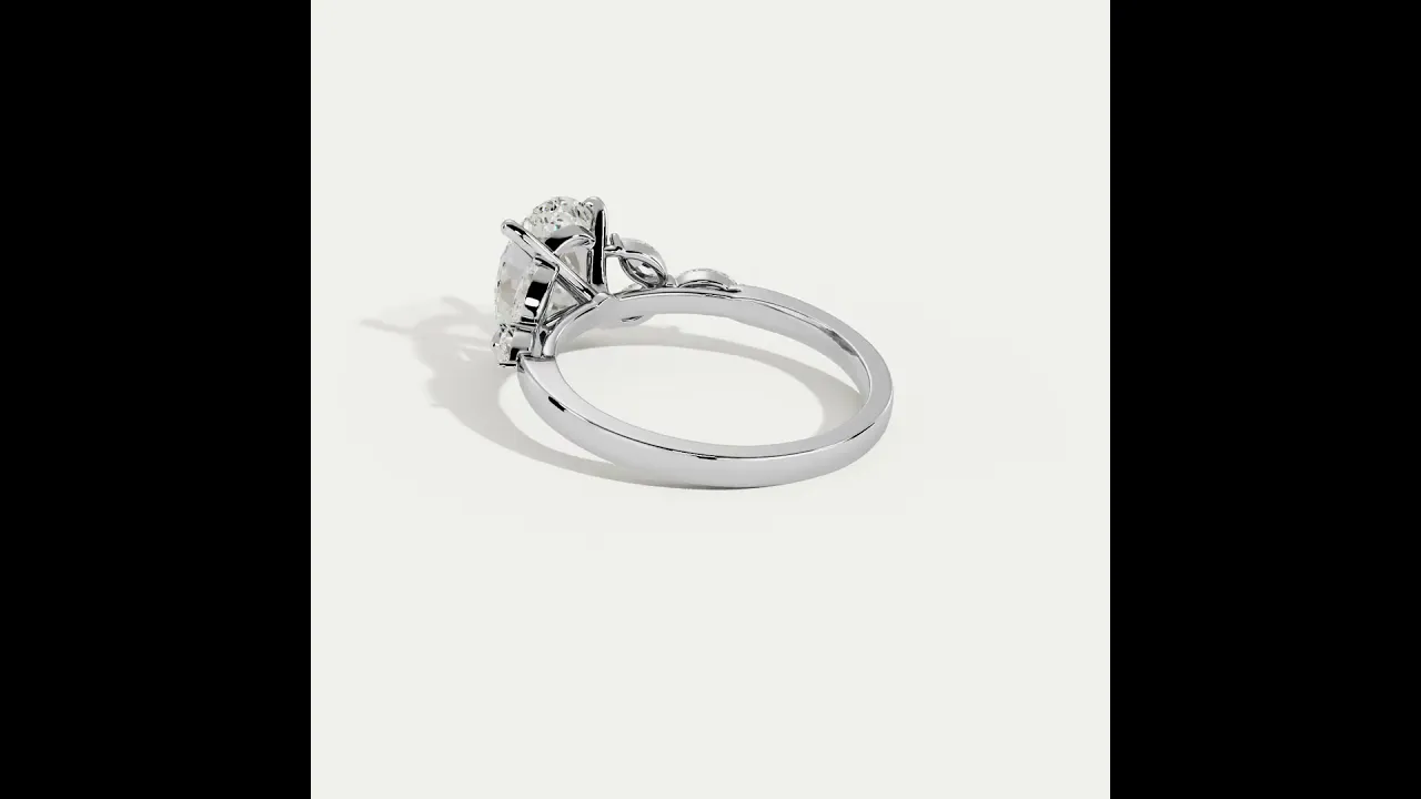 Odette丨Oval Lab-Grown Diamond Engagement Ring with Marquise Side Diamonds