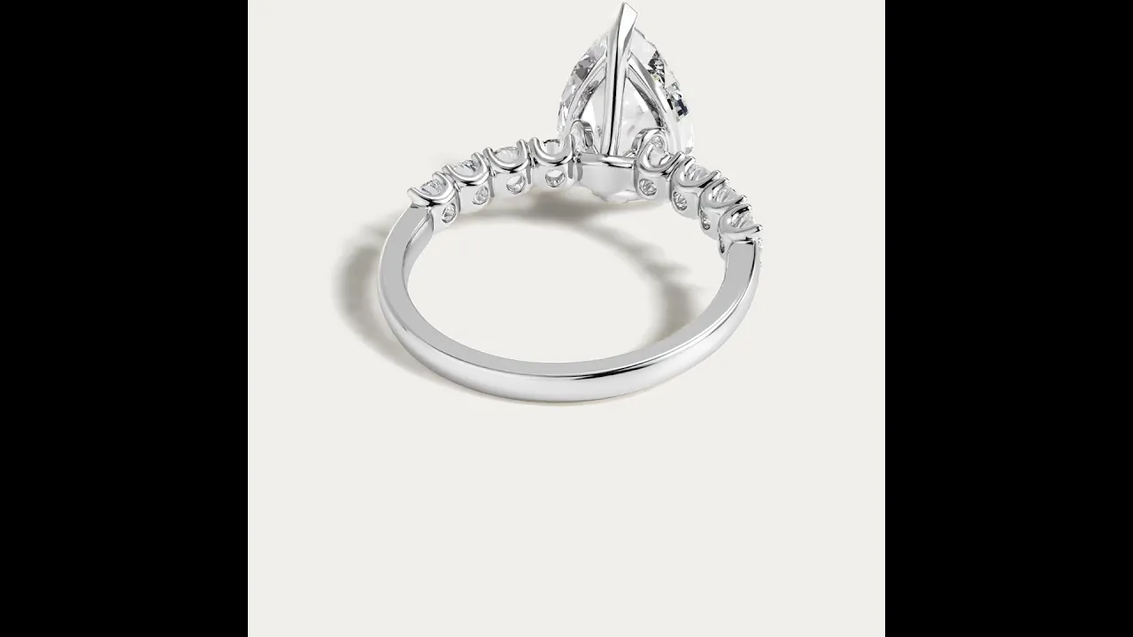 Carlotta丨Pear Lab Diamond Hidden Halo Half Pavé Engagement Ring
