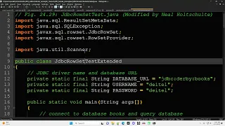 Apache Derby Java code JDBC RowSet