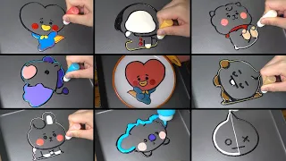 Download BTS (방탄소년단) Character BT21 Baby Shooky, Mang, Koya, Van, Tata, Chimmy, RJ, Cooky edible Pancake art MP3