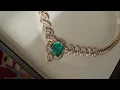 Vintage GIA COLUMBIAN Green Emerald and Diamond 14-Karat Yellow-Gold Necklace