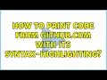 How to print code from GitHub com with its syntax-highlighting
