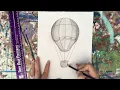 How to draw a hot air balloon with Pointillism background