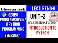 GE8151 PROBLEM SOLVING AND PYTHON PROGRAMMING PSPP Manojkumar Lectures Introduction to Python