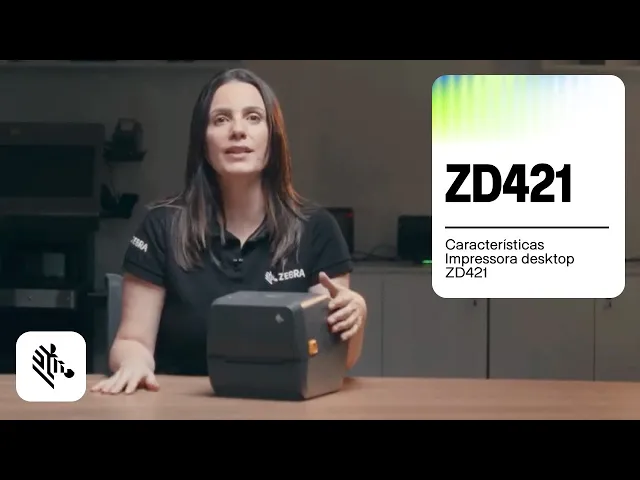 Vídeo Impressora de Etiquetas Zebra ZD421 203dpi - USB, Bluetooth, Conectividade Modular e Wi-Fi