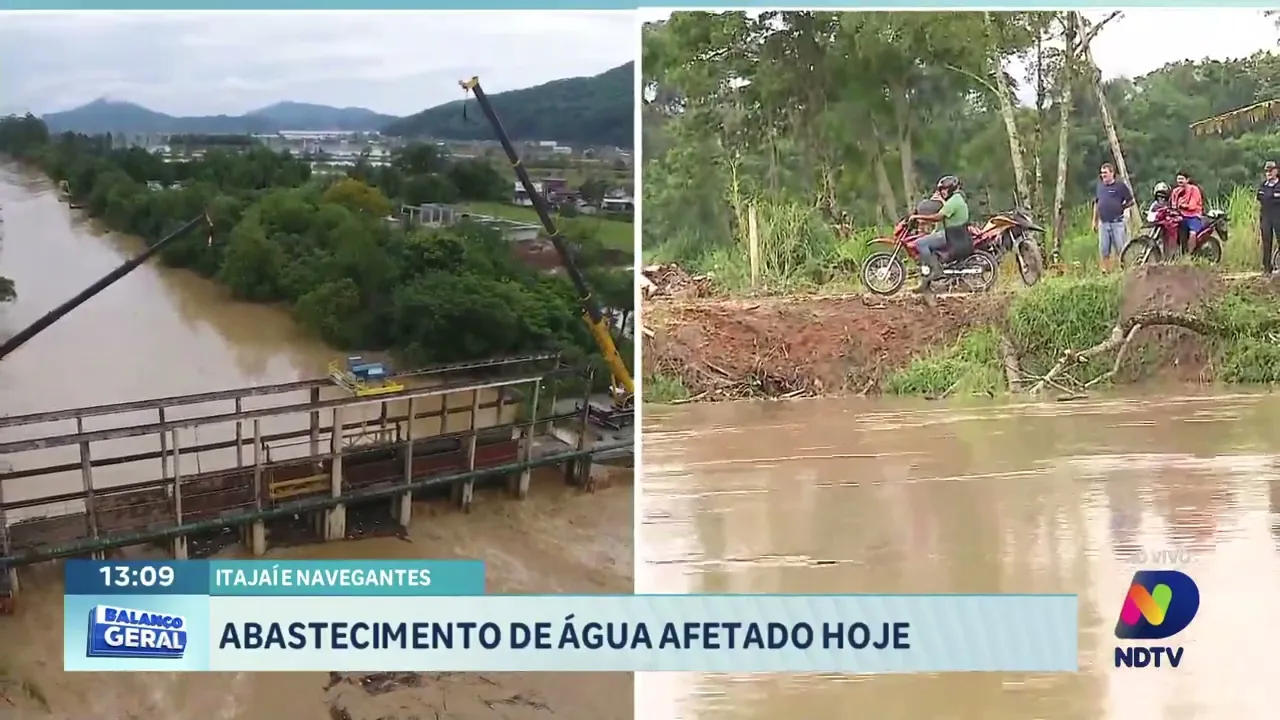 Abastecimento de água de Itajaí e Navegantes é afetado por causa das fortes chuvas