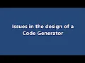Issues in the design of a Code Generator Compiler Design Part 51 Learn CSE Malayalam