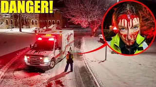 إذا رأيت مسعف ا مغطى بالدماء داخل سيارة إسعاف اهرب المكان غير آمن 