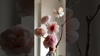 Pink Tissue Flower Napkin Flower Flower Making From Paper Craft Shorts 