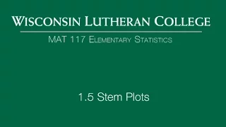 Statistics 1 5 - Stem Plots