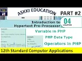 12th Computer Applications Chapter 4 Introduction to Hypertext Preprocessor English Medium Part 2