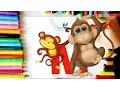 Letter M Monkey coloring page - Free printable letter M coloring pages for Kids