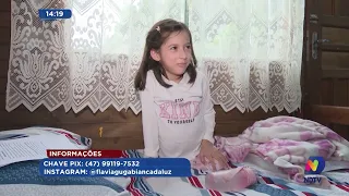 Família de Bianca, diagnosticada com síndrome rara, pede ajuda em Ilhota