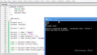 042 Accessing C Nested Structure Members using Arrow Operator CPP Programming Tutorial