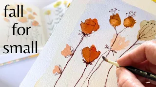 Tiny earthy florals and seed pods Surprise yourself with this loose line wash in under 15 minutes