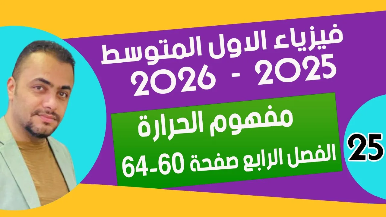مفهوم الحرارة وانواع المحارير | الفصل الرابع | صفحة ( 60- 64) | فيزياء الاول متوسط