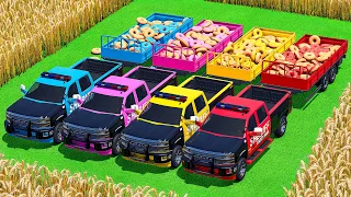 Police Pickups Face Off Hauling Doughnuts | Volvo Loaders | Farming Simulator 25