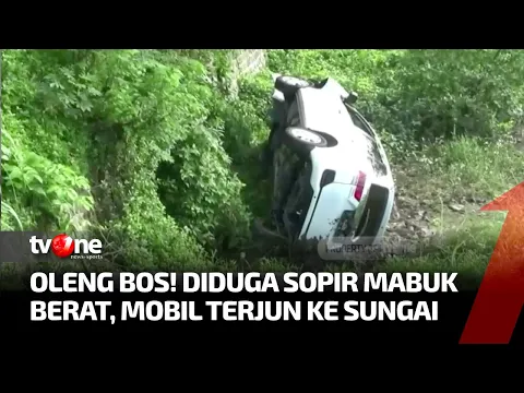 Diduga Mabuk Berat, Sebuah Mobil Terjun ke Sungai hingga Rusak Parah