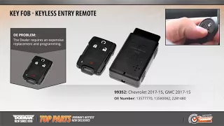 Highlighted Part 4-Button Key Fob for Select Chevy GMC Models