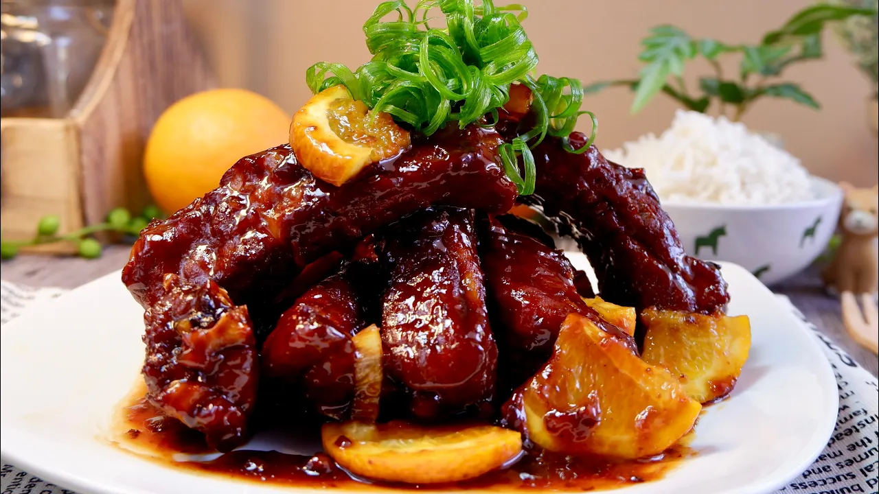 Wow!! Restaurant-Style Sticky Orange Ribs at Home  Chinese Braised Prime / Spaew Ribs Recipe