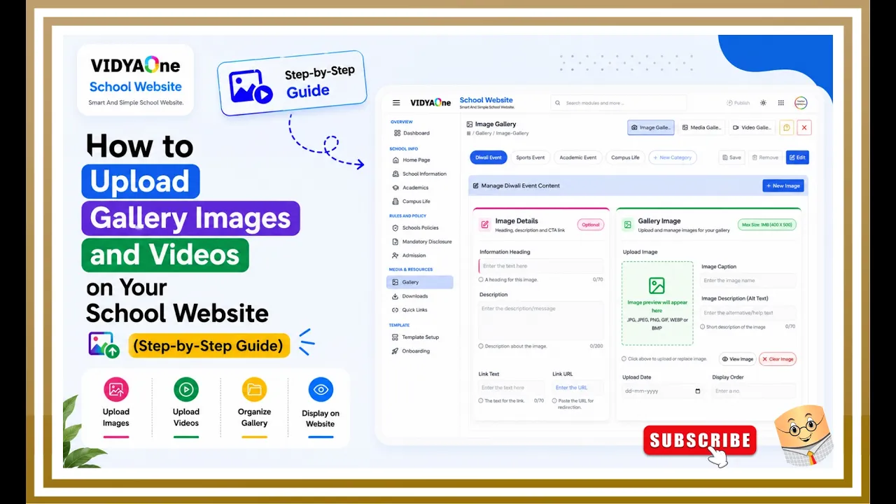 Upload Images and Videos on School Website Gallery