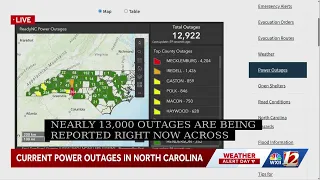 Power outages reported with storm in North Carolina