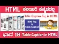 19 HTML Tutorial in Kannada 19th Lesson Table Caption Tag in HTML