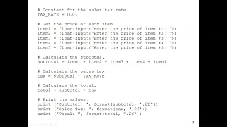 Python Lab 2 Python code or program to calculate total purchase Distance travelled and sales tax