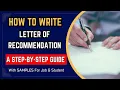 How to Write a Letter of Recommendation Recommendation Letter Samples Reference Letter Template
