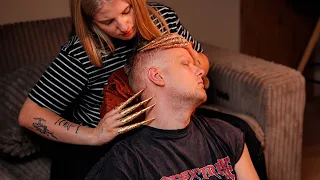 ASMR Gold Claws Head Neck Massage He Was Gone in Minutes No Talking