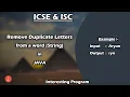 Remove duplicate letters from a String in Java For ICSE ISC String Program in Java BluejCode