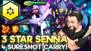 3 Star Senna - 4 Sureshot Carry!! | TFT Monsters Attack | Teamfight Tactics