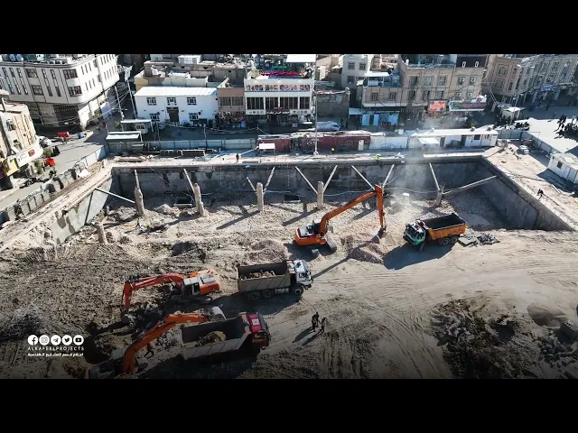 ⁣لقطات جوية تظهر حجم العمل في صحن ام البنين عليها السلام