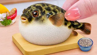 Recipe Seafood You Must Try 🐡 How To Karate Chopping Squid and Clean Pufferfish 🌶️ Tina Mini Cooking