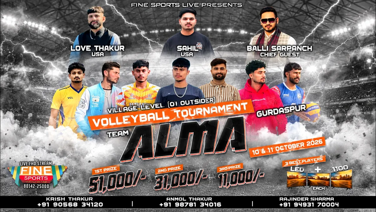 ALMA (GURDASPUR) || 1 OUTSIDERS VOLLEYBALL TOURNAMENT LIVE || FINAL DAY @FineSportsLive 