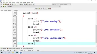 Days of week using switch-case
