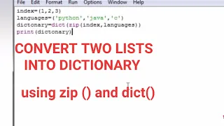 python program to convert two lists into dictionary using zip and dict python programing