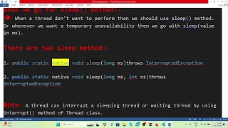 - Prevention of Thread Execution sleep method Multi Threading in Java Complete Java