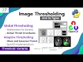 OPENCV - PYTHON Image Thresholding Global Adaptive ADAPTIVE MEAN GAUSSIAN Variants