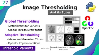 OPENCV - PYTHON Image Thresholding Global Adaptive ADAPTIVE MEAN GAUSSIAN Variants