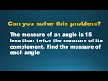 Complementary Angles Word Problem Geometry