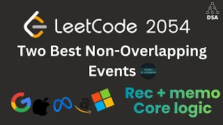 Two Best Non-Overlapping Events LeetCode 2054 DP Binary Search Optimal Solution