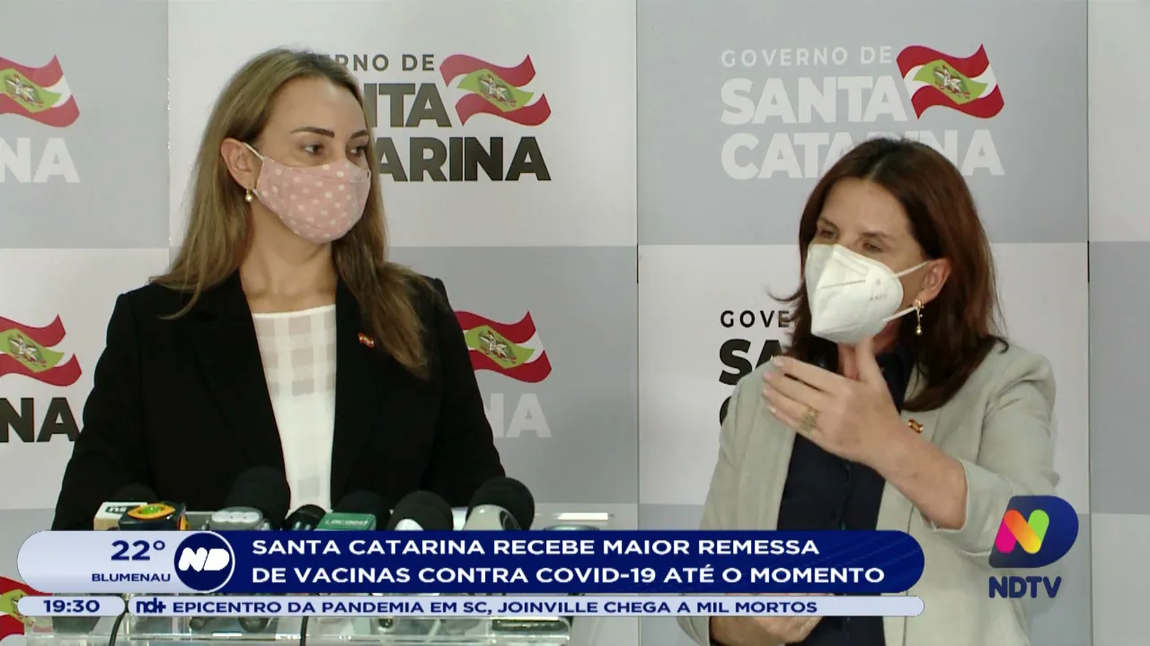 Santa Catarina recebe maior remessa de vacinas contra a Covid-19