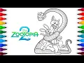 DISNEY Zootopia 2 Coloring Pages How to Color Gary De Snake Nick Wilde Judy Hopps