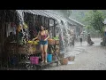 Download Lagu MEGA STORM WEATHER 🌧️⚡ Powerful Thunder \u0026 Heavy Rain in Quiet Village | Sleep Aid