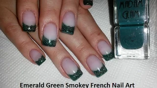 Emerald Green Smokey French Nail Art ft Madam Glam Polish