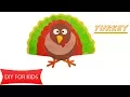 Easy Coloring Pretty Turkey For Kids With Watercolor - Coloring pages download