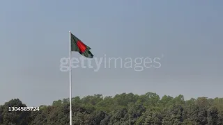National Flag of Bangladesh Long Shot Stock Image Waving on the sky Stock Footage