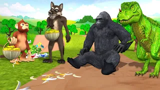 Download Gorilla dinosaur wolf an monkey fight for banana by Mr lavangam MP3