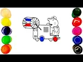 Daddy Pig and George on the Mower Fun Coloring for Kids and Toddlers